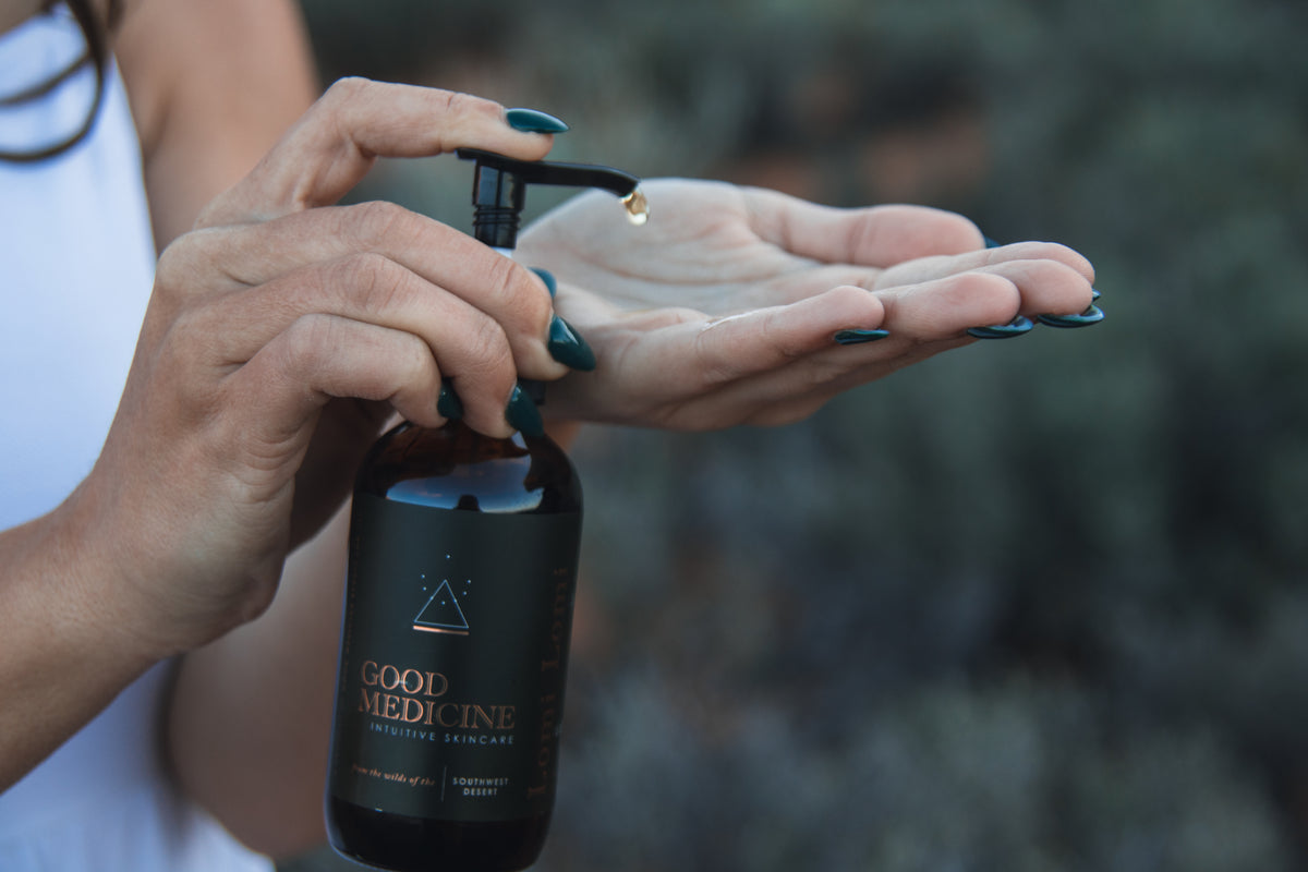woman putting Good Medicine product into hand